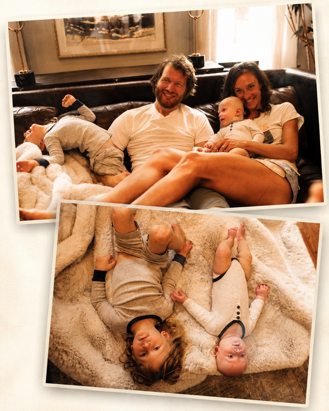 Carson Thrush at home with his wife and two young children